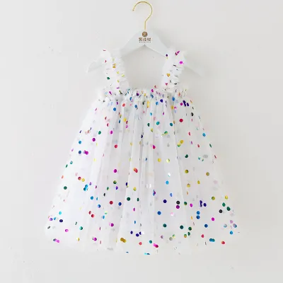 Kids Toddler Girls Cute Sequins Mesh Sleeveless Party Tutu Princess Dress