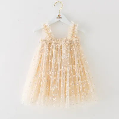 Kids Toddler Girls Cute Tiny Flower Mesh Sleeveless Party Tutu Princess Dress