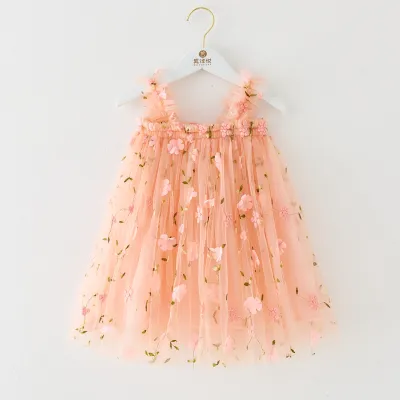 Kids Toddler Girls Cute Solid Color Butterfly Mesh Sleeveless Party Tutu Princess Dress S-5XL