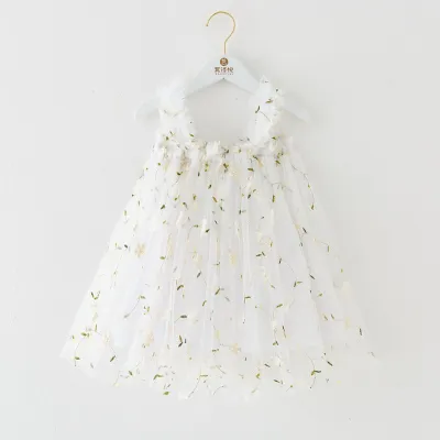 Kids Toddler Girls Cute Solid Color Butterfly Mesh Sleeveless Party Tutu Princess Dress S-5XL