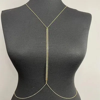 Women Fashion Sexy Metal Neck Back Chain Body Chain