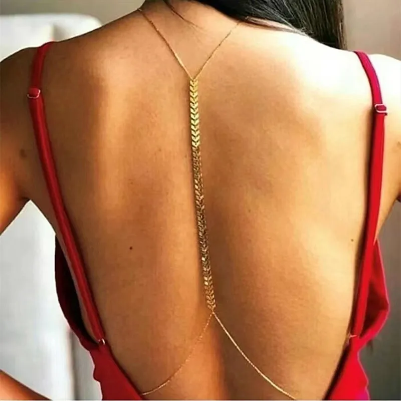 Women Fashion Sexy Metal Neck Back Chain Body Chain