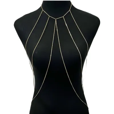 Women Fashion Sexy Multi-Layer Tassel Hollow Metal Chain Body Chain