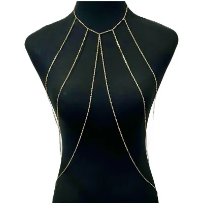Women Fashion Sexy Multi-Layer Tassel Hollow Metal Chain Body Chain