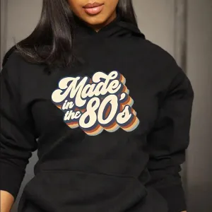 Women Plus Size Letter Print Hoodie Long Sleeve Pullover