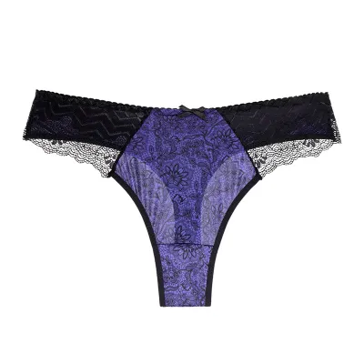 Women Sexy Floral Printed Lace Plus Size Low Waist Underwear