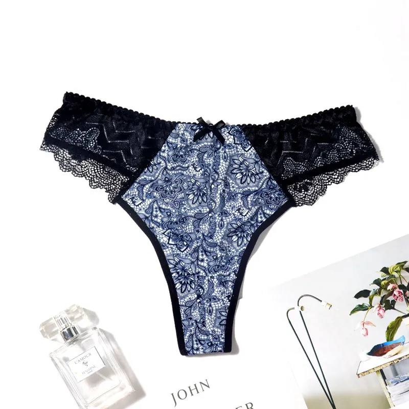 Women Sexy Floral Printed Lace Plus Size Low Waist Underwear