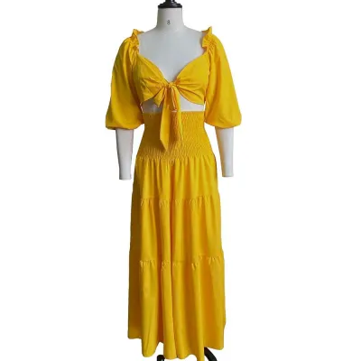 Women Fashion Sexy Plus Size Tube Top Wide Leg Pants Two-Piece Set