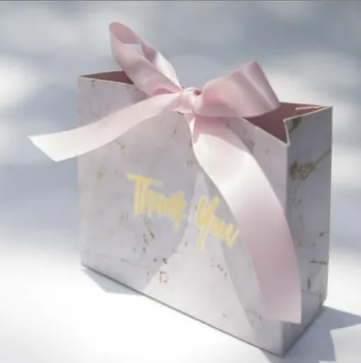 Creative European-Style Marble Ribbon Wedding Candy Packaging Box White Card Gift Bag