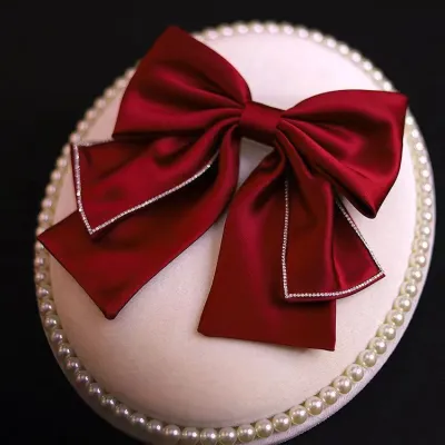 Dopamine Satin Bow Hair Accessories Women Headwear Bridal Jewelry