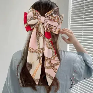 Vintage Long Ribbon Bow Hairpin Women Elegant Hair Accessories