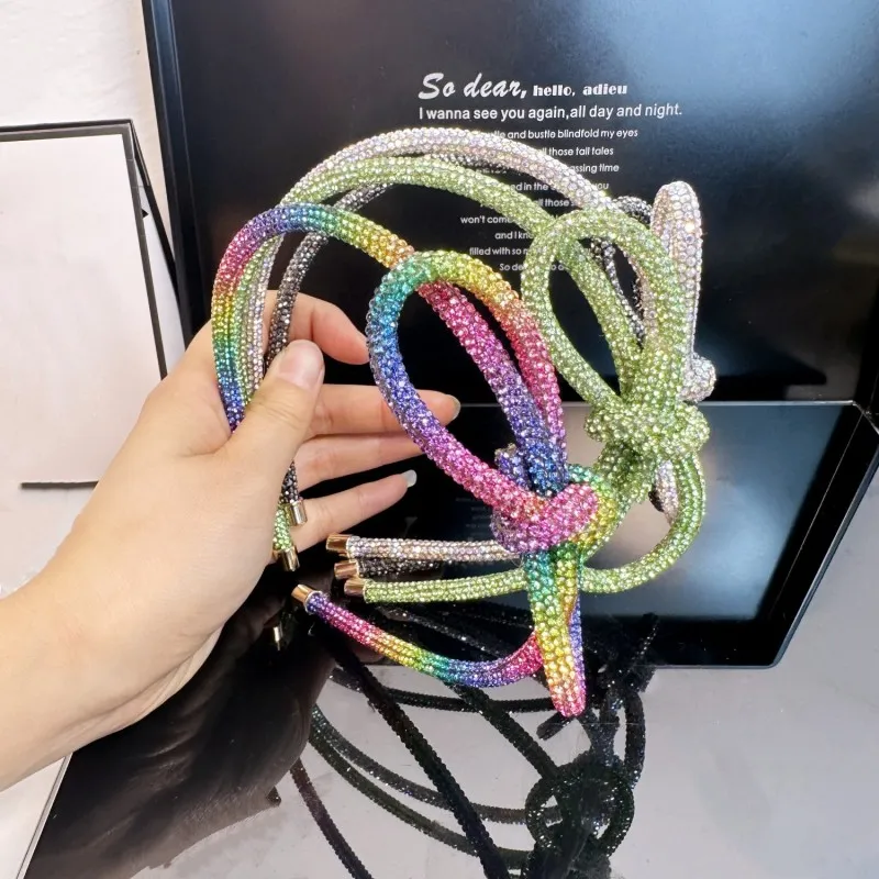 Sweet Elegant Women Rhinestone Bow Headband Hair Accessories