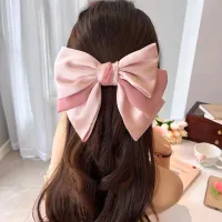Sweet Satin Bow Spring Clip Hair Headwear