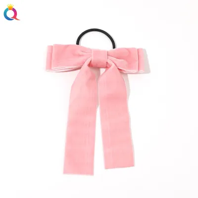 Sweet Women Ribbon Velvet Bow Simple Duckbill Hair Clip Accessories