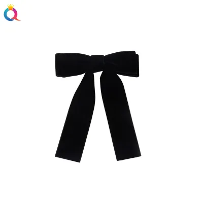 Sweet Women Ribbon Velvet Bow Simple Duckbill Hair Clip Accessories
