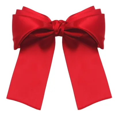Cloth Colored Bow Ribbon Steel Clip Solid Color Knotted Women Hair Spring Clip Jewelry