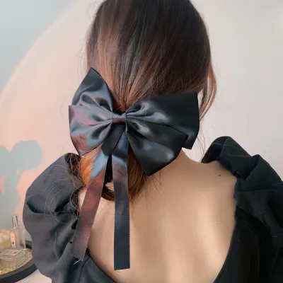 Elegant Big Bow Hair Clip Women Satin Headwear Hair Accessories