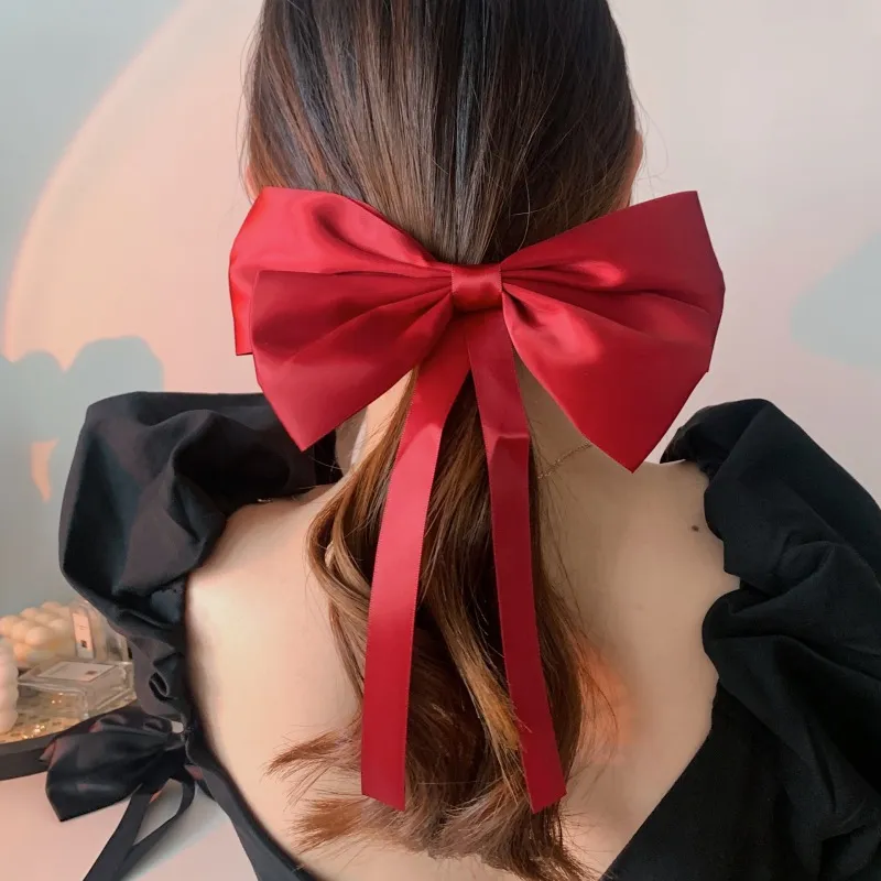 Elegant Big Bow Hair Clip Women Satin Headwear Hair Accessories