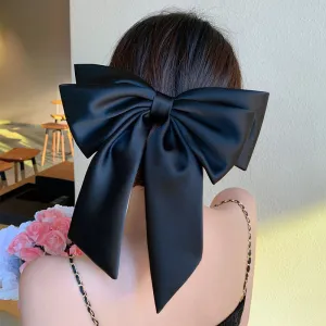 Fashion Sweet Women Big Bow Satin Spring Hair Clip