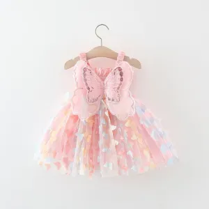 Kids Baby Girls Cute Butterfly Mesh Cami Party Tutu Princess Dress Cotton Cartoon