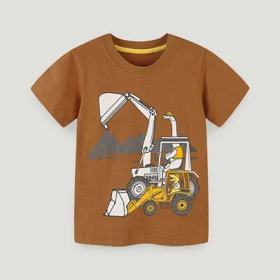 Kids Toddler Boys Casual Cartoon Print Short Sleeve Round Neck T-Shirt