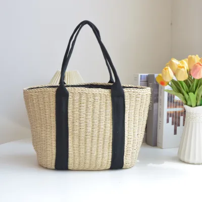 Simple Large Capacity Straw Woven Tote Bag
