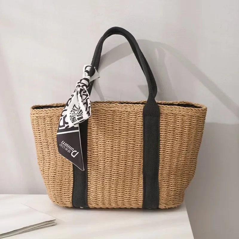 Simple Large Capacity Straw Woven Tote Bag