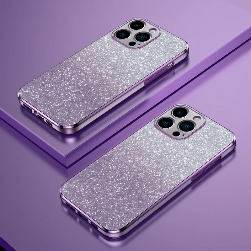 Women Fashion Gradient Glitter Apple Phone Drop-Resistant Protective Case