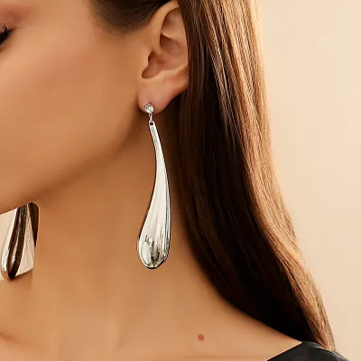 Women's Punk Style Big Water Drop Pendant Necklace Geometric Earrings Jewelry Sets