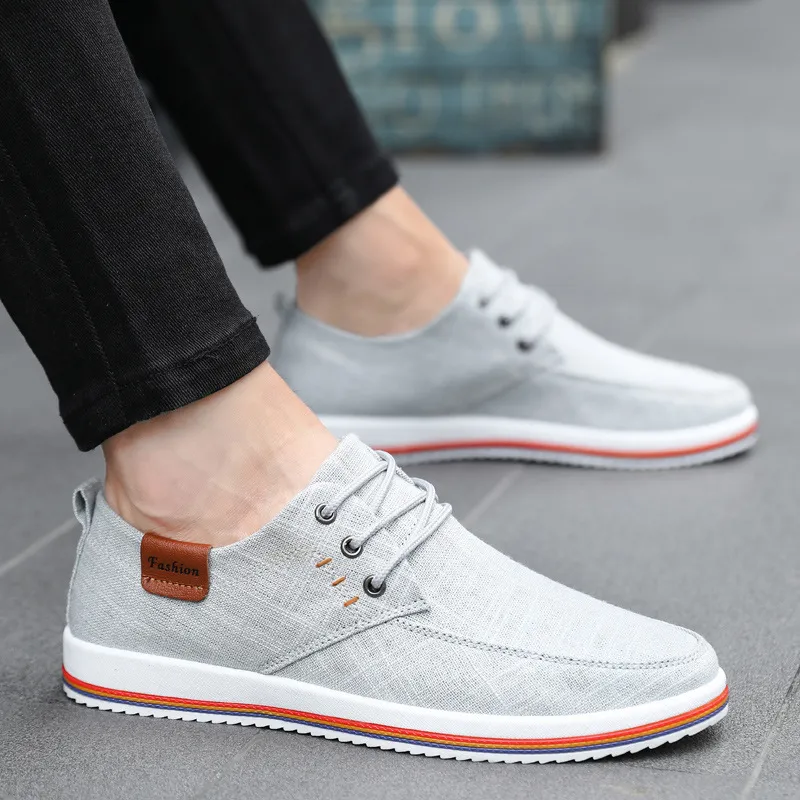 Men Casual Canvas Shoes Youth Trend Low Top Lace Up