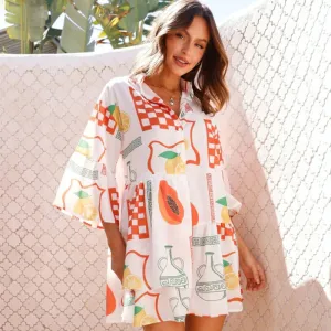 Summer Vacation Women Casual Boho Mid-Length Sleeve Striped Dress