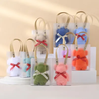 Creative Coral Fleece Bear Shaped Towel Party Gift 30x30 cm