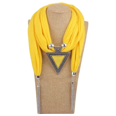 Women Fashion Ethnic Style Triangle Pendant Tassel Necklace Scarf