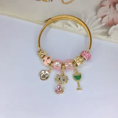 Women Fashion Cute Bear Stainless Steel Bracelet