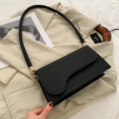 Women Fashion Simple Solid Color Square Flap Shoulder Underarm Bag
