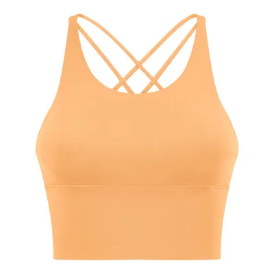 Women Yoga Solid Color Cross Backless Sports Bra