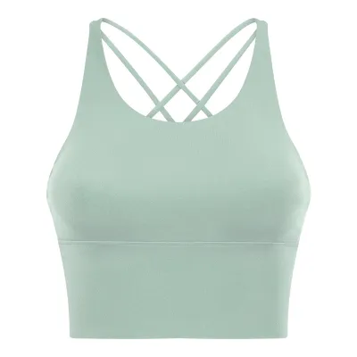 Women Yoga Solid Color Cross Backless Sports Bra