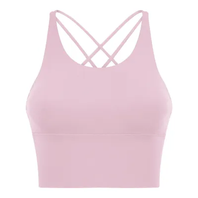 Women Yoga Solid Color Cross Backless Sports Bra