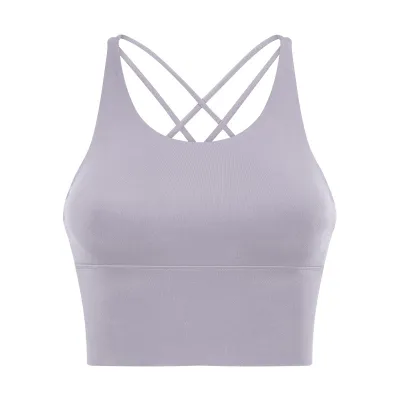 Women Yoga Solid Color Cross Backless Sports Bra