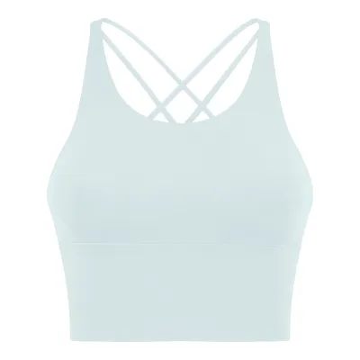 Women Yoga Solid Color Cross Backless Sports Bra