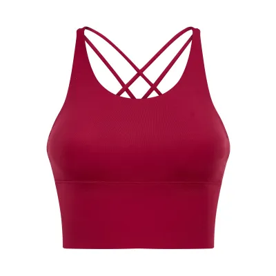 Women Yoga Solid Color Cross Backless Sports Bra