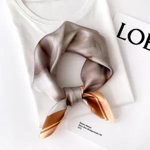 Women Fashion Plaid Chain Printed Square Silk Scarf 53x53cm