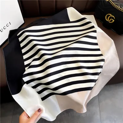 Women Fashion Simple Dot Floral Print Square Silk Scarf 68x68cm