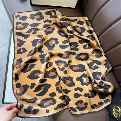 Women Fashion Simple Dot Floral Print Square Silk Scarf 68x68cm
