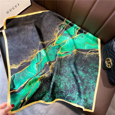 Women Fashion Simple Dot Floral Print Square Silk Scarf 68x68cm