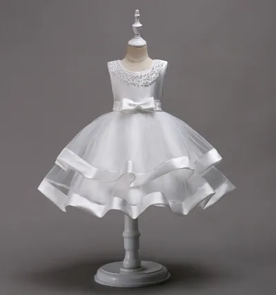 Kids Toddler Girls Bow Mesh Sleeveless Party Tutu Princess Dress with Bow