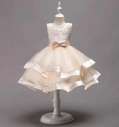 Kids Toddler Girls Bow Mesh Sleeveless Party Tutu Princess Dress with Bow