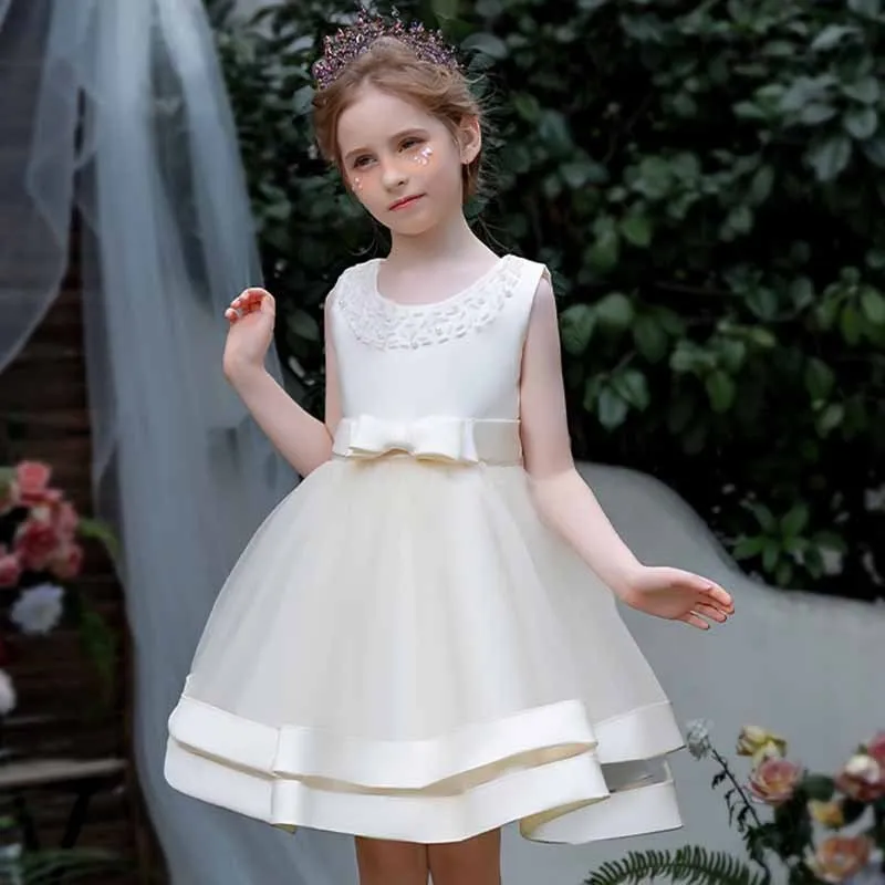 Kids Toddler Girls Bow Mesh Sleeveless Party Tutu Princess Dress with Bow
