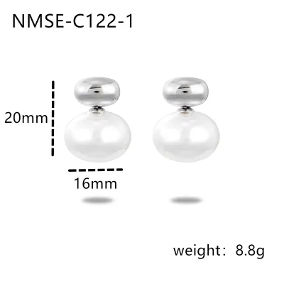 Women Fashion Geometric Pearl Stainless Steel Earrings