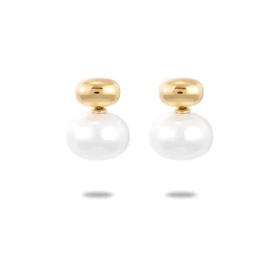Women Fashion Geometric Pearl Stainless Steel Earrings